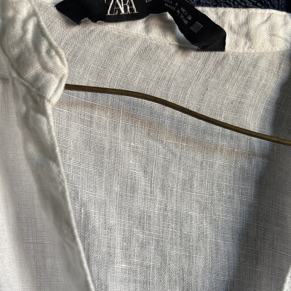Zara Crisp White Linen Top